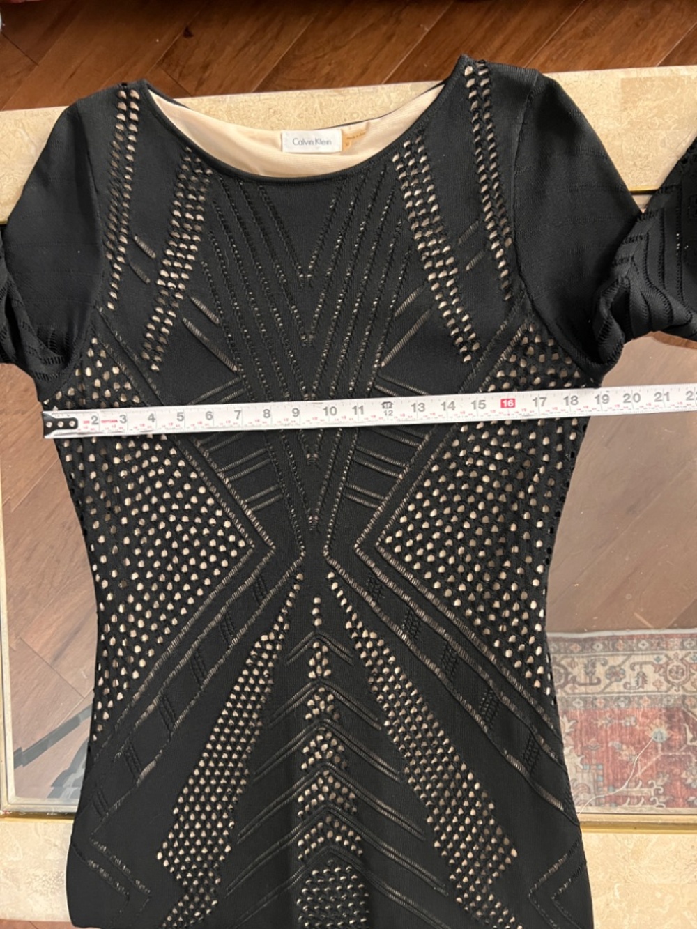 Calvin Klein black bodycon  Night Dress Lined Knit Size XL - Picture 7 of 11